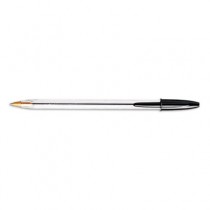 Cristal Ballpoint Stick Pen, Black Ink, Medium, Dozen