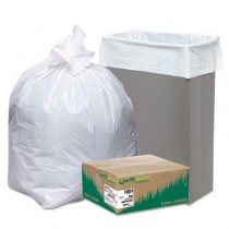 Recycled Tall Kitchen Bags, 13 gal, 0.85 mil, 24 x 33, White, 150 Bags/Box
