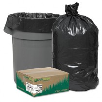 Recycled Can Liners, 55-60 gal, 1.65 mil, 38 x 58, Black