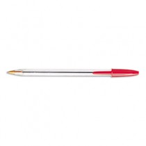 Cristal Ballpoint Stick Pen, Red Ink, Medium, Dozen
