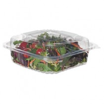 Clear Clamshell Hinged Food Containers, PLA, 8 x 8