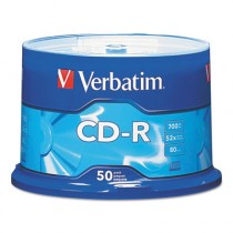 CD-R Discs, 700MB/80min, 52x, Spindle, Silver, 50/Pack