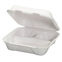 Harvest Fiber Hinged Containers, White, 9 x 9 x 3, 50/Bag