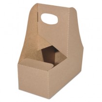 Automatic Drink Carrier With Handle, Kraft, 2-Cup, 7 5/8 x 3 3/4 x 9