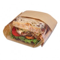Dubl View Sandwich Bags, Paper, 9 1/2w x 5 3/4d x 2 3/4h, Brown
