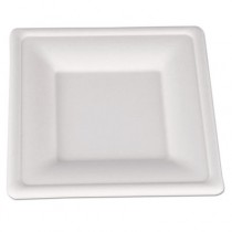 ChampWare Molded Fiber Tableware, Square, 6 x 6, White, 125/Pack