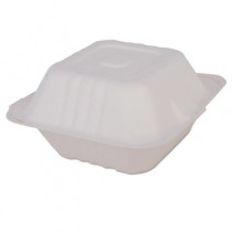 ChampWare Molded-Fiber Clamshell Containers, 6w x 6d x 3h, White