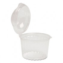 Sho-Bowls Hinged Plastic Container with Dome Lid, 16 oz., Clear