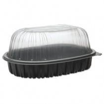 MealMaster 2-P Roaster Containers, 1-C, Clear/Black, 32oz, 10 3/8w x 7 7/8d x 4h