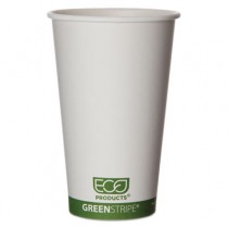 GreenStripe Hot Cups, Paper, White/Green, 16 oz