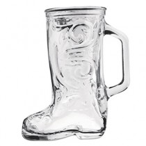 Boot Beer Mug, Glass, 12 1/3 oz, Western Boot, Clear