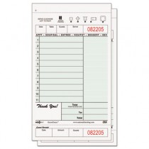 Carbonless Two-Part Guest Check, 4 1/5 x 7 1/4, Green/White, 11 Lines