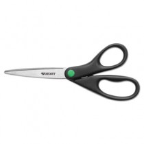 KleenEarth Recycled Stainless Steel Scissors, 8" Straight, Black