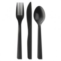 Blue Stripe Cutlery Kit, Fork-Knife-Spoon-Soup Spoon, Black
