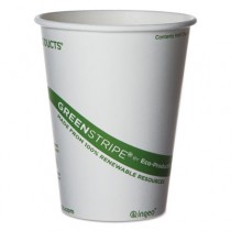 World Art Hot Drink Cups, 12oz, White/Green, 50/Sleeve