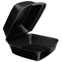 Foam Hinged Lid Containers, 6 x 5.9 x 3, Black