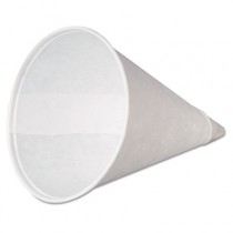 Paper Cone Cups, w/Rolled Rim, 4 Ounce, White