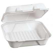 Harvest Fiber Hinged Containers, 9 x 9 x 3