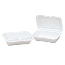 Foam Hinged Shallow Container, Small, 8-1/3x5-1/5x2, White, 125/Bag