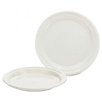 Plastic Plates, 7 Inches, White, Round, 125/Pack
