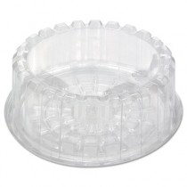 Round ShowCake 2-Part Cake Container, 1-Comp, Clear/Black, 8dia x 4h