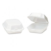 Foam Hinged Container, Sandwich, 5-1/8x5-1/3x2-3/4, White, 125/Bag