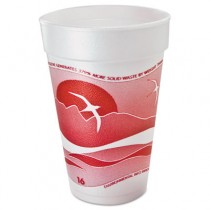 Horizon Foam Cup, Hot/Cold, 16 oz., Printed, Cranberry/White, 25/Bag