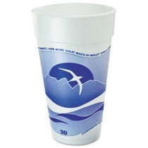 Horizon Foam Cup, Hot/Cold, 20 oz., Printed, Blueberry/White, 25/Bag