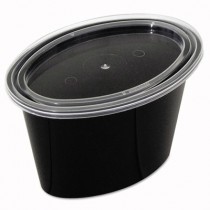 Ellipso Portion Cups, 1-Comp, Black/Clear, 4oz