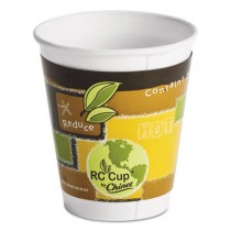 Insulated Hot Cups, Paper, 12 oz, Green/Brown