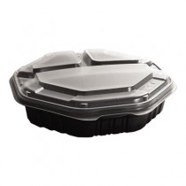 OctaView HF Containers, 3-Comp, 38oz, 9.55w x 9.13d x 2.38h
