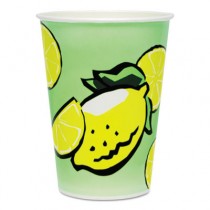 Double Poly Paper Lemonade Cups, 32 oz, Cold, Green/Yellow
