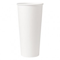 Single-Sided Poly Paper Hot Cups, 24 oz, White