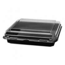 Lunch Box, 1-Comp, Black/Clear, 32oz, 7.91w x 7.91d x 1.81h