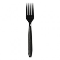 Impress Heavyweight Full-Length Polystyrene Cutlery, Fork, Black