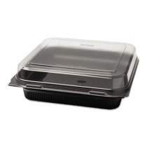 Lunch Box, 1-Comp, Black/Clear, 56oz, 8 1/2w x 9.13d x 2.76h