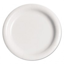 Bare Eco-Forward Clay-Coated Paper Plate, 9", White, Round, Mediumweight, 125/Pk
