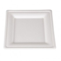 ChampWare Molded Fiber Tableware, Square, 8 x 8, White, 125/Pack
