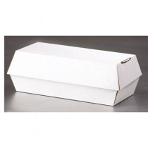 Paper Clamshell Food Containers, 7 3/4w x 3 1/4d x 3h, White/Tan