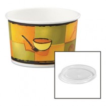 Streetside Paper Food Container with Plastic Lid, Streetside Design, 8-10 oz