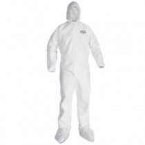 KLEENGUARD A20 Elastic Back and Cuff Hood and Boot Coveralls, XXL, White