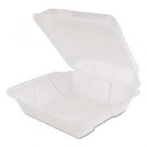 Snap-It Foam Hinged Carryout Container, Small, 1-Compartment, White, 100/Bag