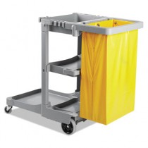 Janitor's Cart, 3 Shelves, 22w x 44d x 38h, Gray