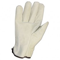 Unlined Grain-Leather Drivers' Gloves, Large, Cream