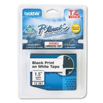 TZe Standard Adhesive Laminated Labeling Tape, 1-1/2w, Black on White