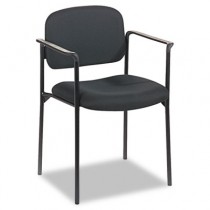VL616 Stacking Guest Chair with Arms, Black Fabric