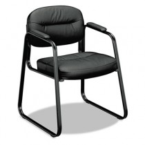 VL653 Guest Side Chair, Black Leather/Black Frame