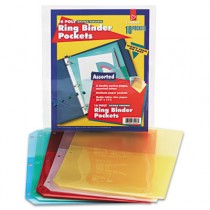 Ring Binder Poly Pockets, 8-1/2 x 11, Assorted Colors, 5 Pockets/Pack