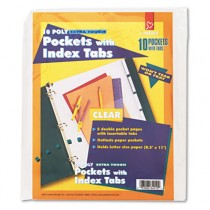Ring Binder Divider Pockets With Index Tabs, 8-1/2 x 11, Clear, 5/Pack
