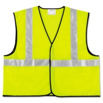 Class 2 Safety Vest, Fluorescent Lime w/Silver Stripe, Polyester, XL